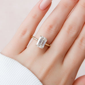 The Natalie Set  With A 3.5 Carat Emerald 18K Yellow Gold Moissanite