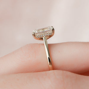 The Natalie Set  With A 3.5 Carat Emerald 18K Yellow Gold Moissanite