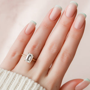 The Natalie Set  With A 3.5 Carat Emerald 18K Yellow Gold Moissanite