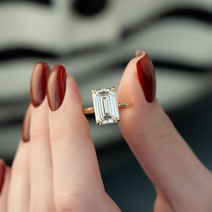 The Natalie Set  With A 3.5 Carat Emerald 18K Yellow Gold Moissanite