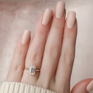 The Natalie Set  With A 3.5 Carat Emerald 18K Yellow Gold Moissanite