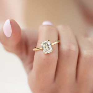 The Natalie Set  With A 3.5 Carat Emerald 18K Yellow Gold Moissanite