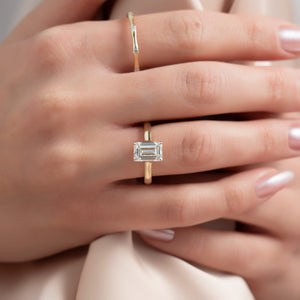The Natalie Set  With A 3.5 Carat Emerald 18K Yellow Gold Moissanite