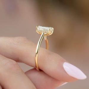 The Natalie Set  With A 3.5 Carat Emerald 18K Yellow Gold Moissanite