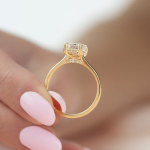 The Natalie Set  With A 3.5 Carat Emerald 18K Yellow Gold Moissanite
