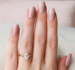 The Natalie Set  With A 2.5 Carat Oval 14K Rose Gold Moissanite