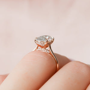 The Natalie Set  With A 2.5 Carat Oval 14K Rose Gold Moissanite