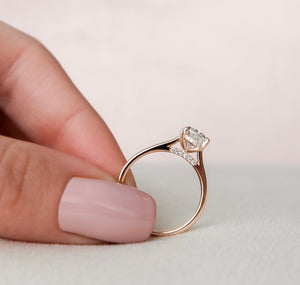 The Natalie Set  With A 2.5 Carat Oval 14K Rose Gold Moissanite