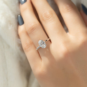The Natalie Set  With A 2.5 Carat Oval 18K White Gold Moissanite