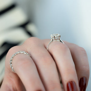 The Natalie Set  With A 2.5 Carat Oval 18K White Gold Moissanite