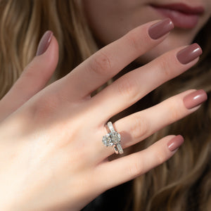 The Natalie Set  With A 2.5 Carat Oval 18K White Gold Moissanite