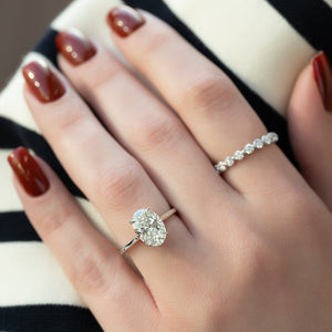 The Natalie Set  With A 2.5 Carat Oval 18K White Gold Moissanite