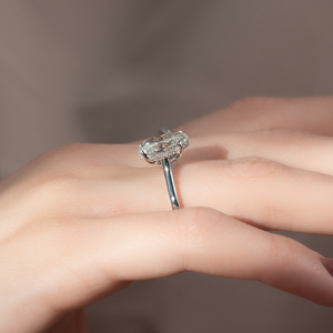 The Natalie Set  With A 2.5 Carat Oval 18K White Gold Moissanite
