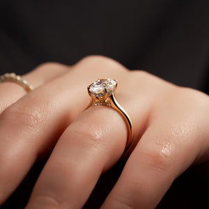 The Natalie Set  With A 2.5 Carat Oval 18K Yellow Gold Moissanite