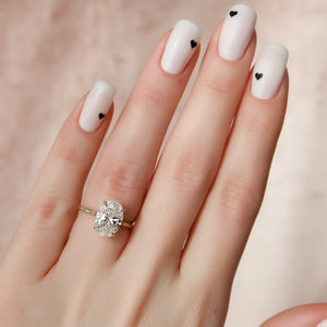 The Natalie Set  With A 2.5 Carat Oval 18K Yellow Gold Moissanite