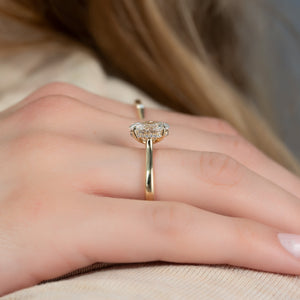 The Natalie Set  With A 2.5 Carat Oval 18K Yellow Gold Moissanite