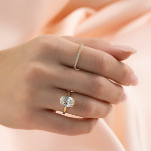 The Natalie Set  With A 2.5 Carat Oval 18K Yellow Gold Moissanite