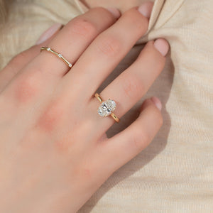 The Natalie Set  With A 2.5 Carat Oval 18K Yellow Gold Moissanite