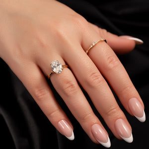 The Natalie Set  With A 2.5 Carat Oval 18K Yellow Gold Moissanite