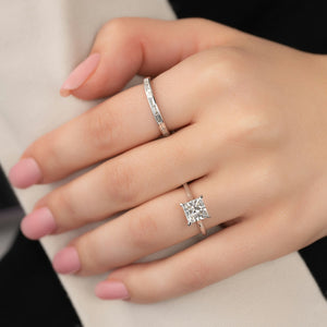 The Natalie Set  With A 2.5 Carat Princess 14K White Gold Moissanite