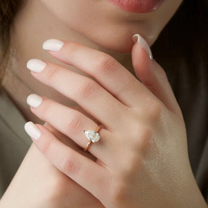 The Natalie Set  With A 2.5 Carat Pear 14K Rose Gold Moissanite