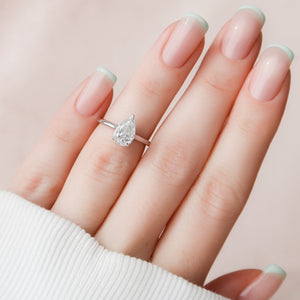 The Natalie Set  With A 2.5 Carat Pear 14K White Gold Moissanite