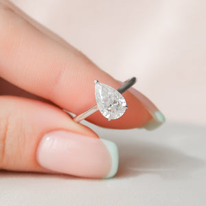 The Natalie Set  With A 2.5 Carat Pear 14K White Gold Moissanite