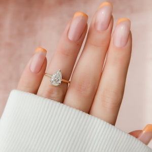 The Natalie Set  With A 2.5 Carat Pear 14K Yellow Gold Moissanite