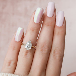 The Natalie Set  With A 2.5 Carat Pear 14K Yellow Gold Moissanite