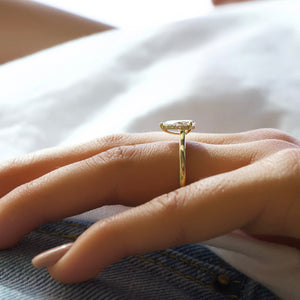 The Natalie Set  With A 2.5 Carat Pear 14K Yellow Gold Moissanite