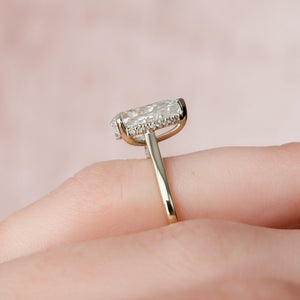 The Natalie Set  With A 2.5 Carat Pear 14K Yellow Gold Moissanite