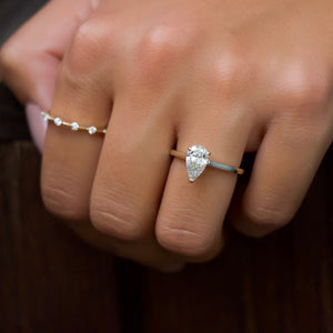 The Natalie Set  With A 2.5 Carat Pear 14K Yellow Gold Moissanite