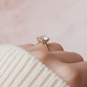 The Natalie Set  With A 3.5 Carat Round 18K Yellow Gold Moissanite