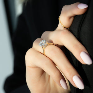 The Natalie Set  With A 3.5 Carat Round 18K Yellow Gold Moissanite