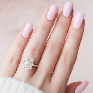 The Natalie Set  With A 1.5 Carat Radiant 14K White Gold Moissanite