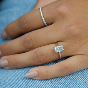 The Natalie Set  With A 1.5 Carat Radiant 14K White Gold Moissanite