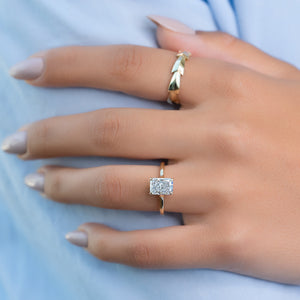 The Natalie Set  With A 2.5 Carat Radiant 18K Yellow Gold Moissanite