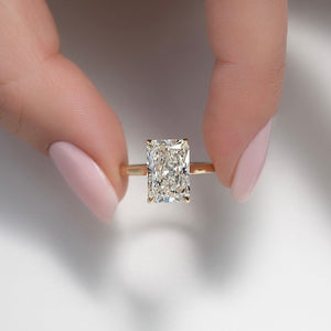 The Natalie Set  With A 2.5 Carat Radiant 18K Yellow Gold Moissanite