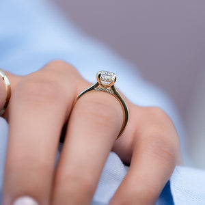 The Natalie Set  With A 2.5 Carat Radiant 18K Yellow Gold Moissanite