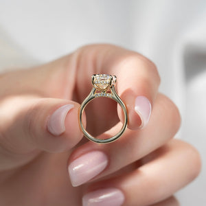 The Natalie Set  With A 2.5 Carat Radiant 18K Yellow Gold Moissanite