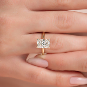 The Natalie Set  With A 2.5 Carat Radiant 18K Yellow Gold Moissanite
