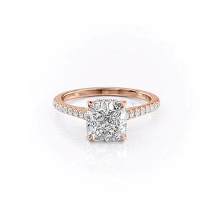The Natalie Set  With A 3.5 Carat Cushion 14K Rose Gold Moissanite