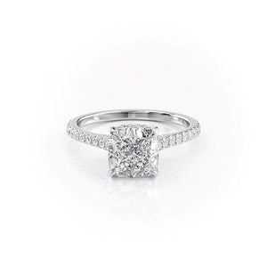 The Pave Natalie Set With A 3 Carat Cushion 14K White Gold Lab Diamond