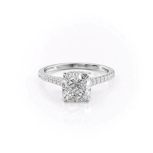 The Natalie Set With A 3 Carat Cushion 18K White Gold Lab Diamond