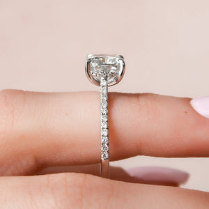The Pave Natalie Set With A 2.5 Carat Cushion 14K White Gold Lab Diamond