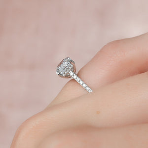 The Pave Natalie Set With A 3 Carat Cushion 14K White Gold Lab Diamond