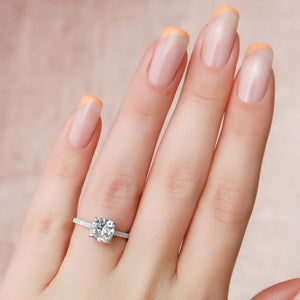 The Pave Natalie Set With A 2 Carat Cushion 14K White Gold Lab Diamond