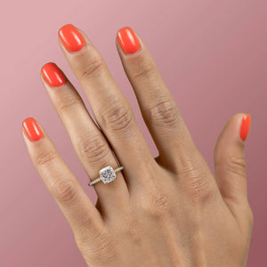 The Natalie Set  With A 3 Carat Cushion 14K Yellow Gold Moissanite