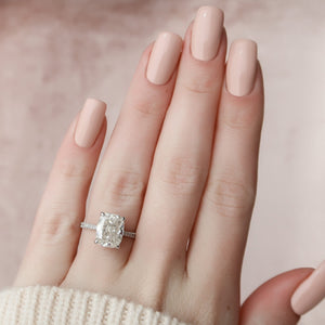 The Pave Natalie Set With A 2 Carat E. Cushion 18K White Gold Lab Diamond