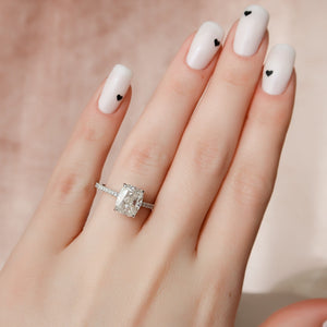 The Pave Natalie Set With A 1.5 Carat E. Cushion 14K White Gold Lab Diamond